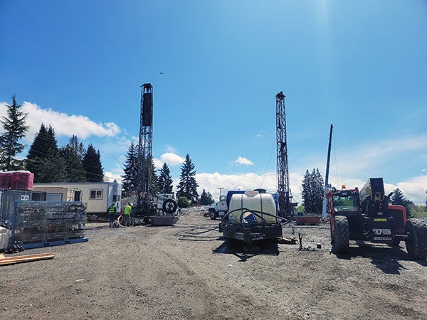 drilling rigs on a construction site