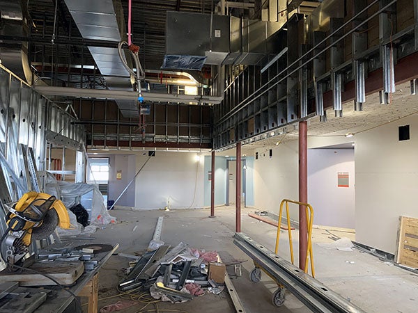 an interior space under construction