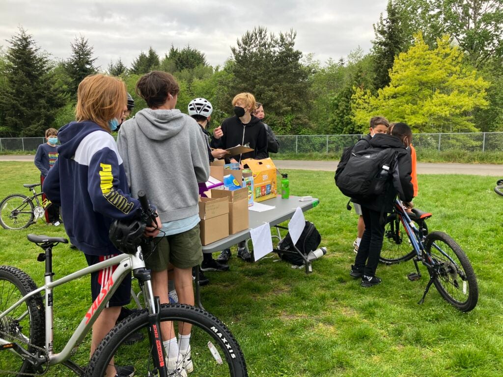 Middle School students at Pathfinder K-8 in West Seattle organized a campaign for Bike to School Day in May.