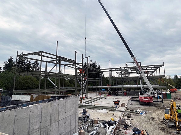 steel being lifted with a crane