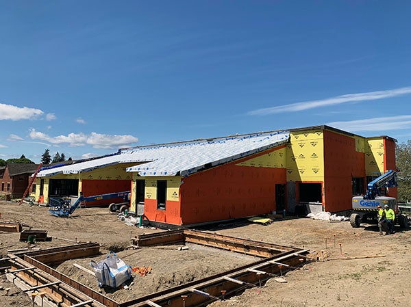 a one-story building udner construction