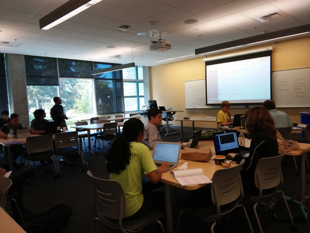 students on computers in a classroom