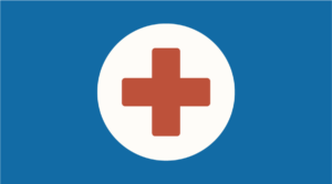 Graphic of a red plus symbol for health services