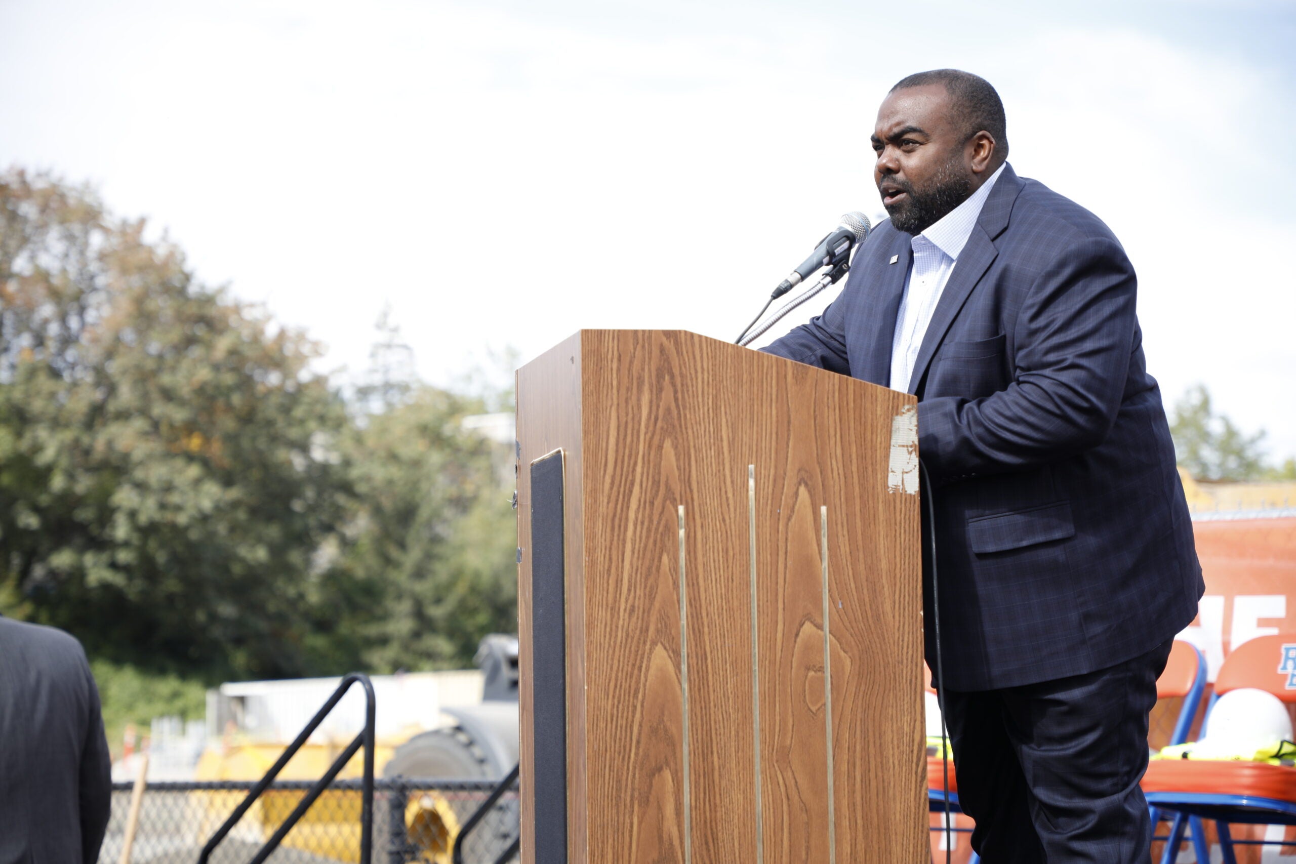 a man at a podium