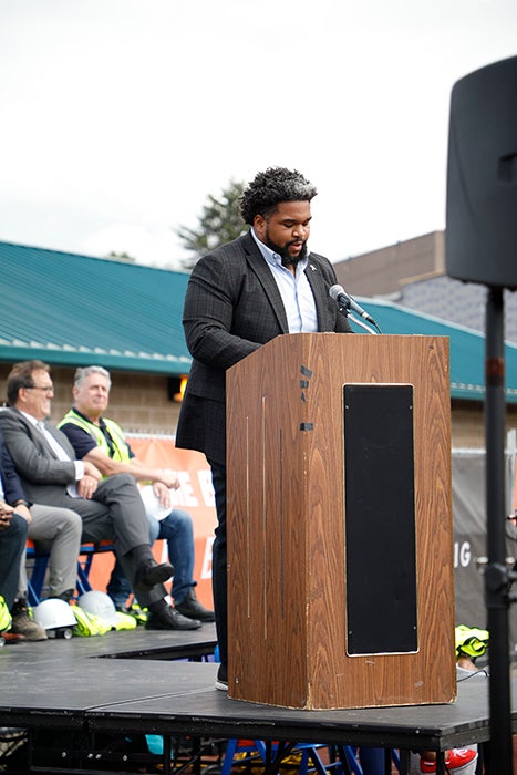 a man at a podium