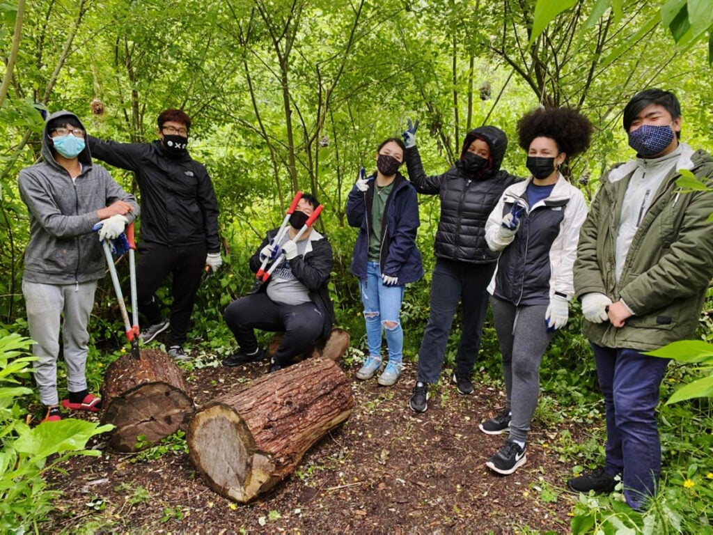 group of students in an outdoor setting