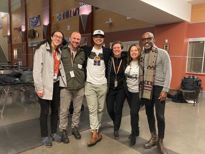 Restorative team standing together in the Garfield High School commons. Left to right: Polo DeCano