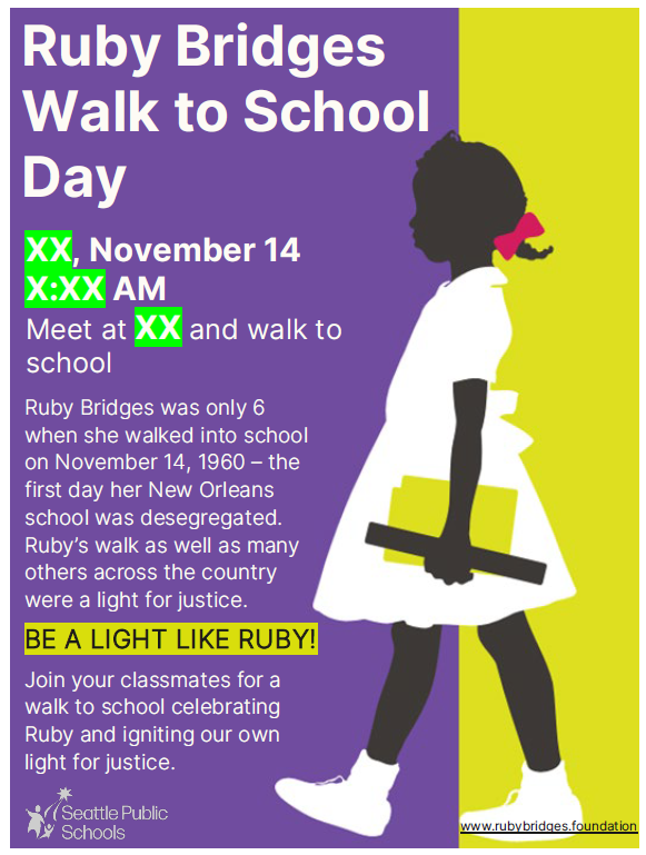 Flyer template for Ruby Bridges Walk to School Day
