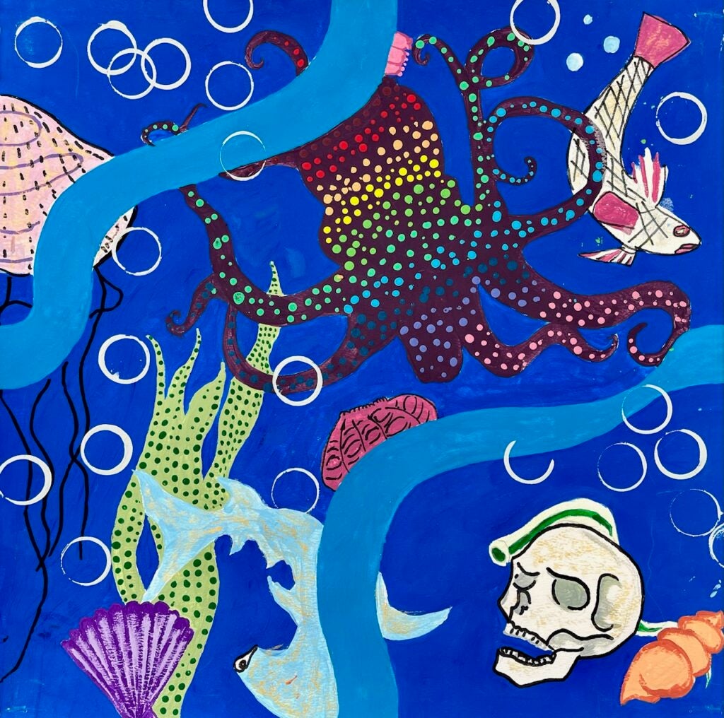 Ashley Melgarejo, 8th Grade, "Underwater Mystery", Painting