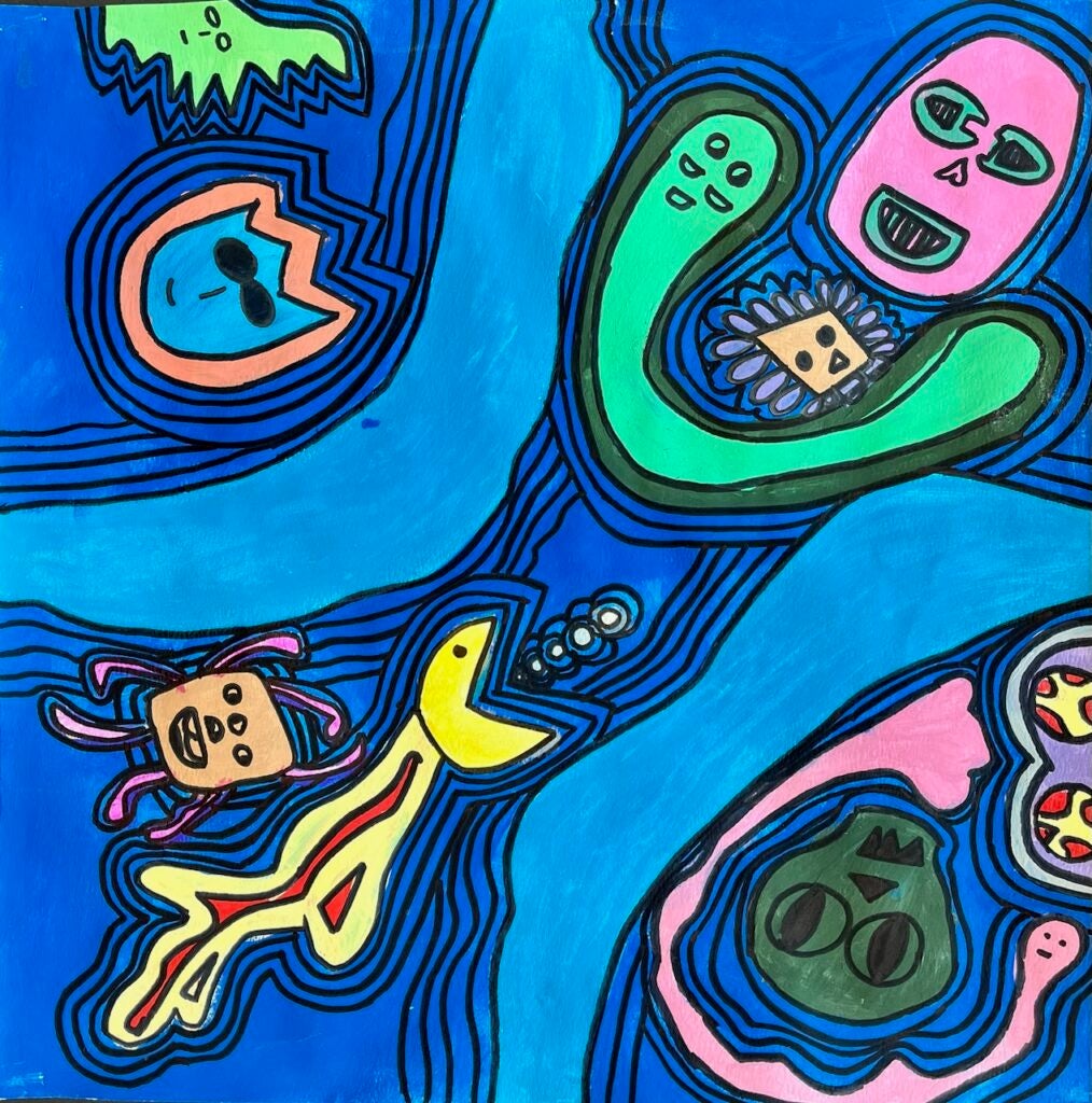 Carlos Foster, 7th Grade, "Ripples", Painting