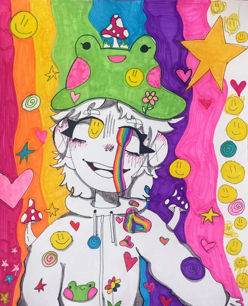 Avery Davidson, 6th Grade, "Self Portrait", Mixed Media
