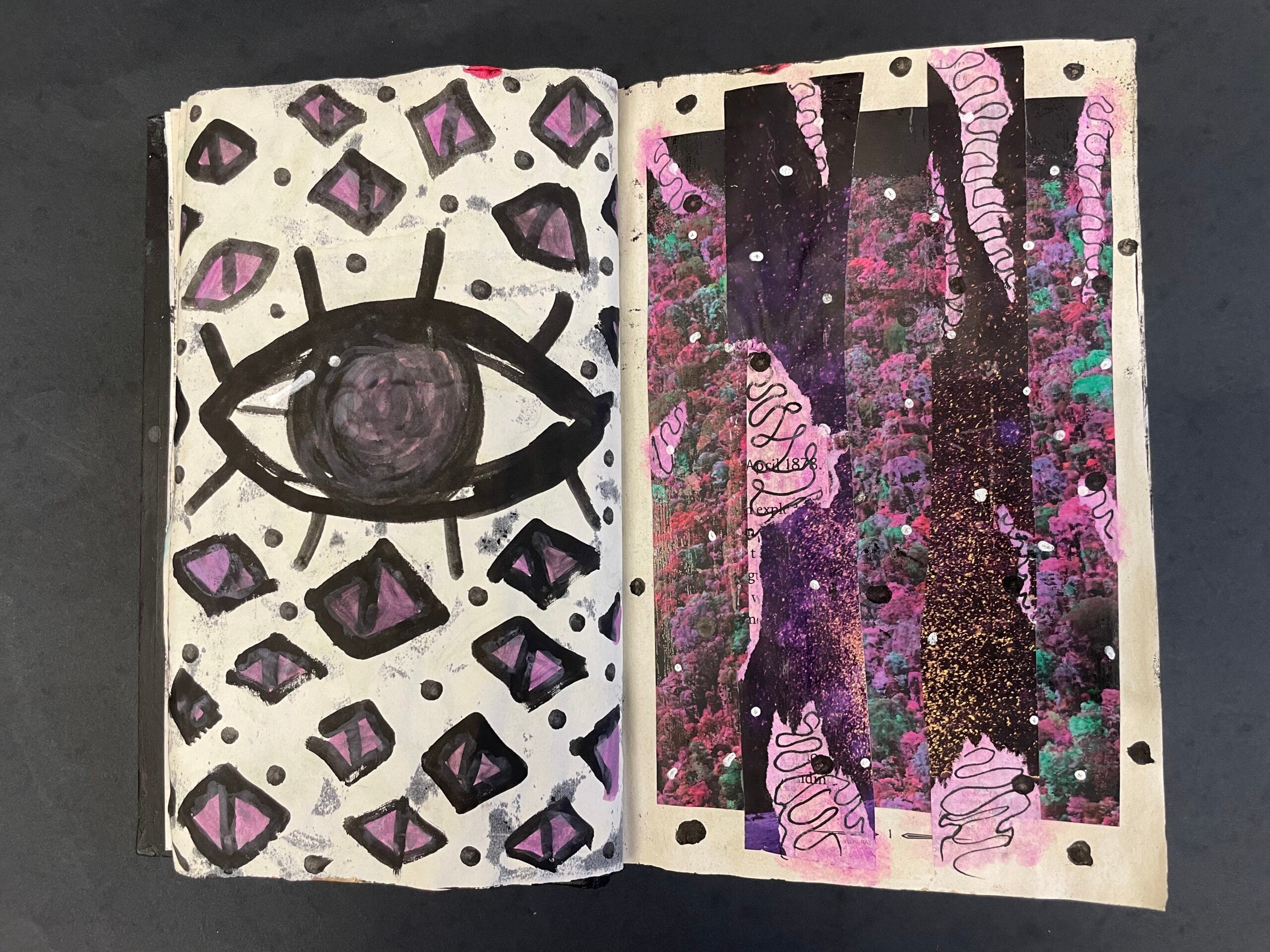 Evie Derington, 8th Grade, "Visual Journal-Altered Book Project", Mixed Media