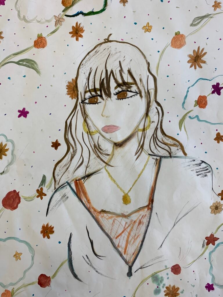 Jeanne Mendez Artiga, 8th Grade, "Self Portrait", Mixed Media