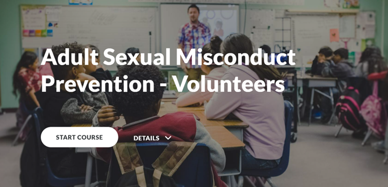 Adult Sexual Misconduct Prevention course for volunteers