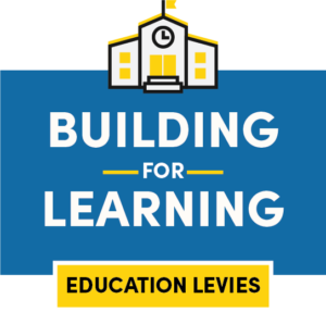 logo with a stylized school building that says Building for Learning Education Levies