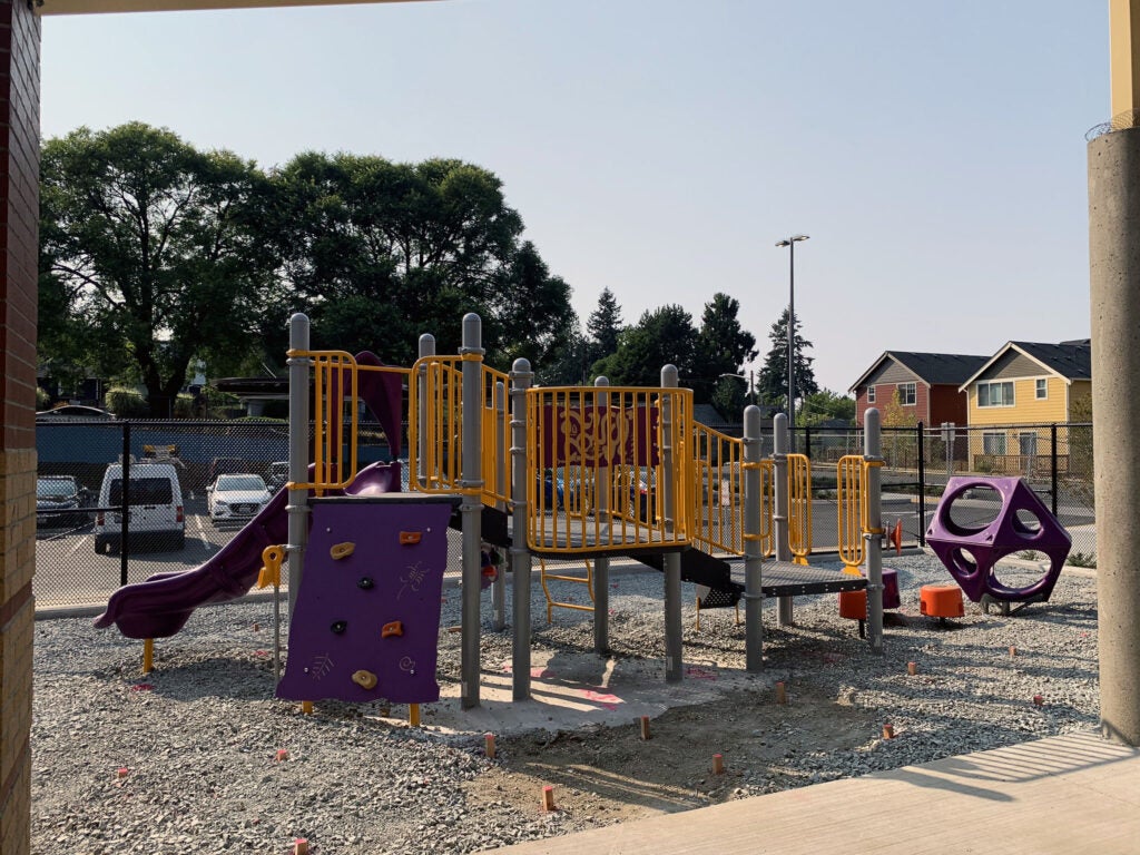 play equipment partially installed 