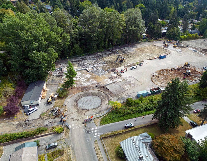 aerial view of a construction site