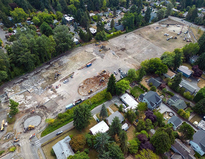 aerial view of a construction site