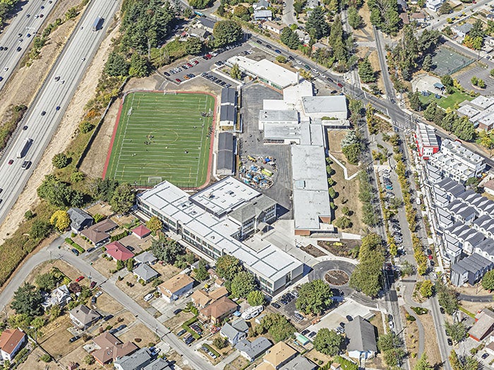aerial view of a school