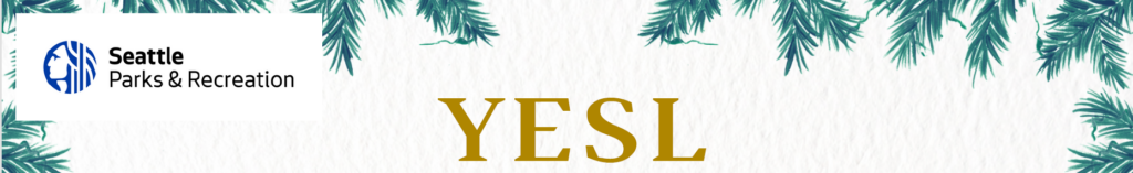 YESL Logo with Seattle Parks and Rec logo surrounded by pine needles