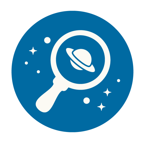 Career Discovery logo with magnifying glass and image of ringed planet and stars