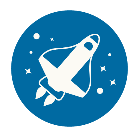 Career Launch logo with rocket shooting through space surrounded by stars