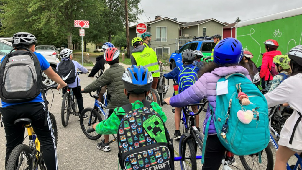 a group of students on bikes and ready to roll to school