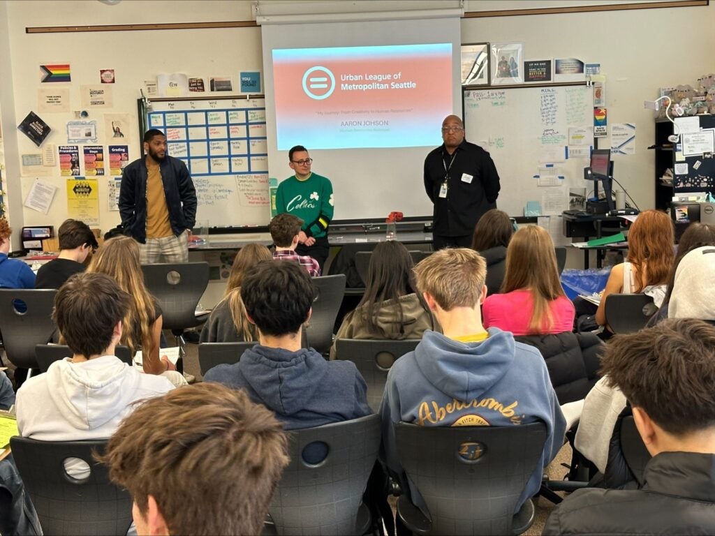 Presenters from ULMS visit Business and Marketing class at high school
