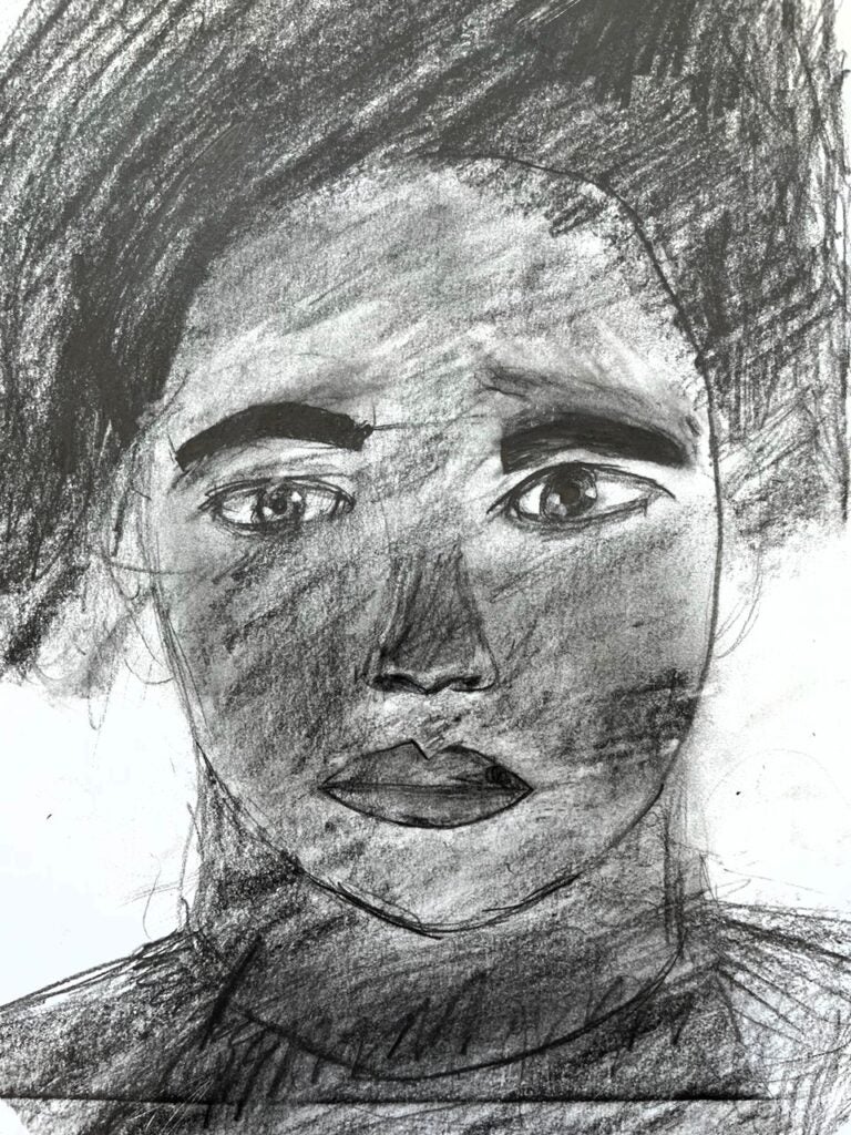 Imraan Ahmed, 8th Grade, "Peaceful Reflection", Drawing