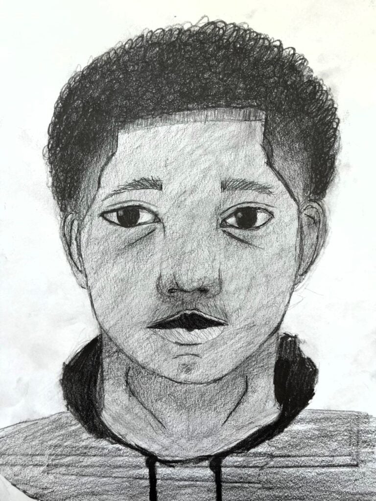 Mohamed A., 7th Grade, "Baller’s Reflection", Drawing