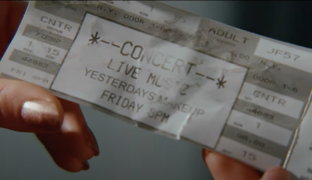 Still from student film "Ticket to Yesterday" featuring a ticket that has been crumpled