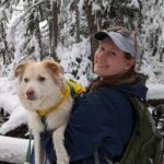 photo of Mrs Strong with her dog.