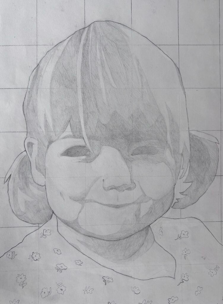 Evie Jannazzo, 7th Grade, "Pigtails", Drawing