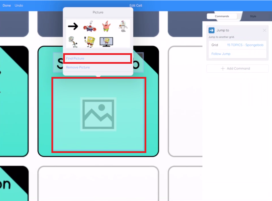 screen shot of editing image on new cell in Grid for iPad
