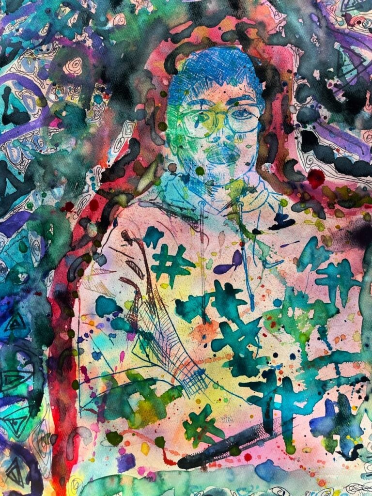Jonathan Tang, 8th Grade, "Self Portrait", Mixed Media