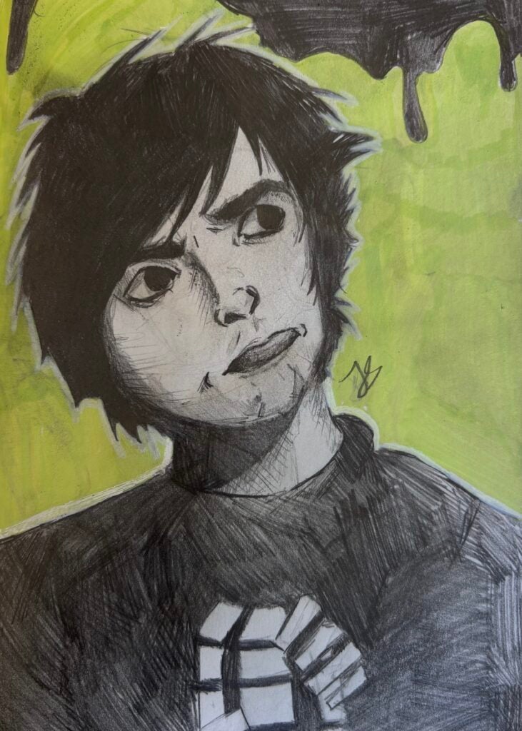 Remi Santerre, 8th Grade, "Billie Joe Armstrong", Mixed Media