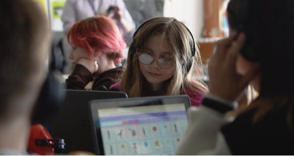 Student working on Scratch