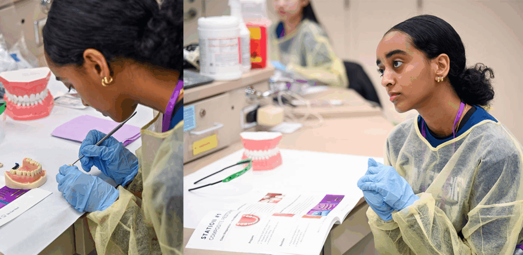 student wearing PPE participating in Dental Academy