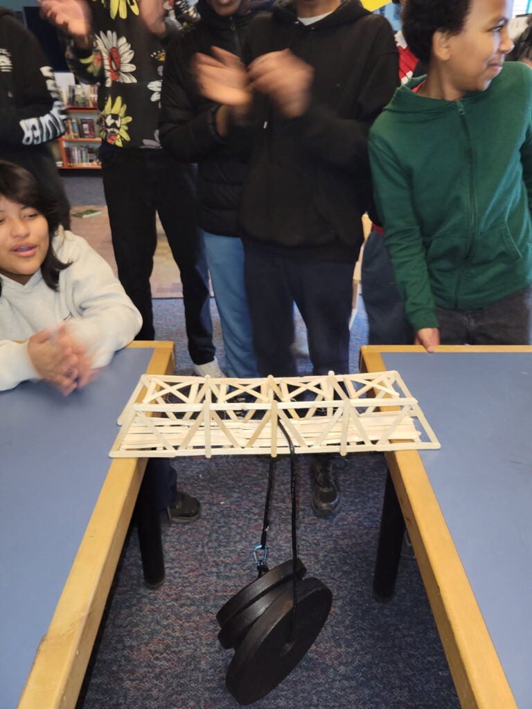 bridge being weight tested