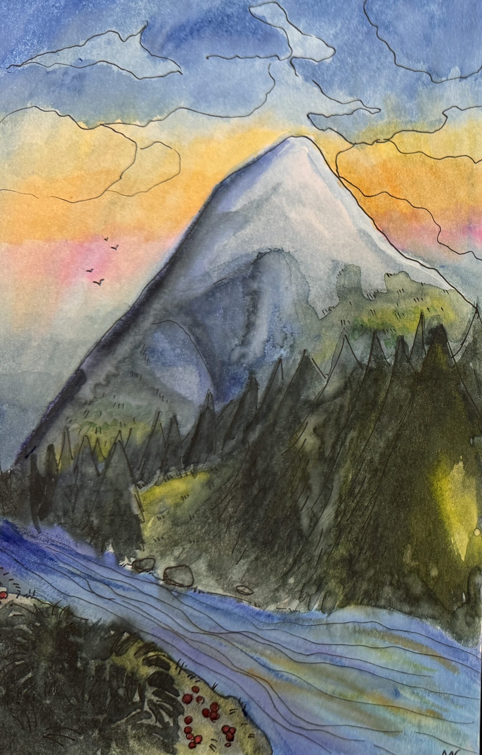 Micah Goodall, 8th Grade, "Watercolor Study #1 and #2", Painting