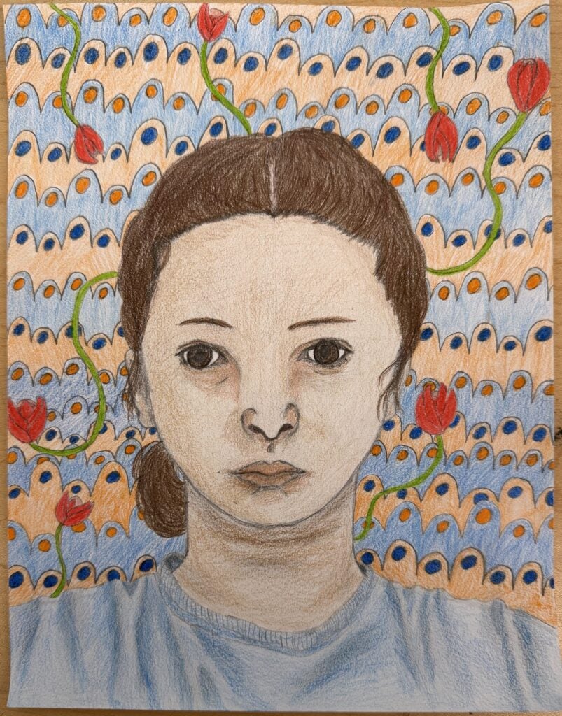 Safeya Haggag, 7th Grade, "Self-Portrait", Drawing