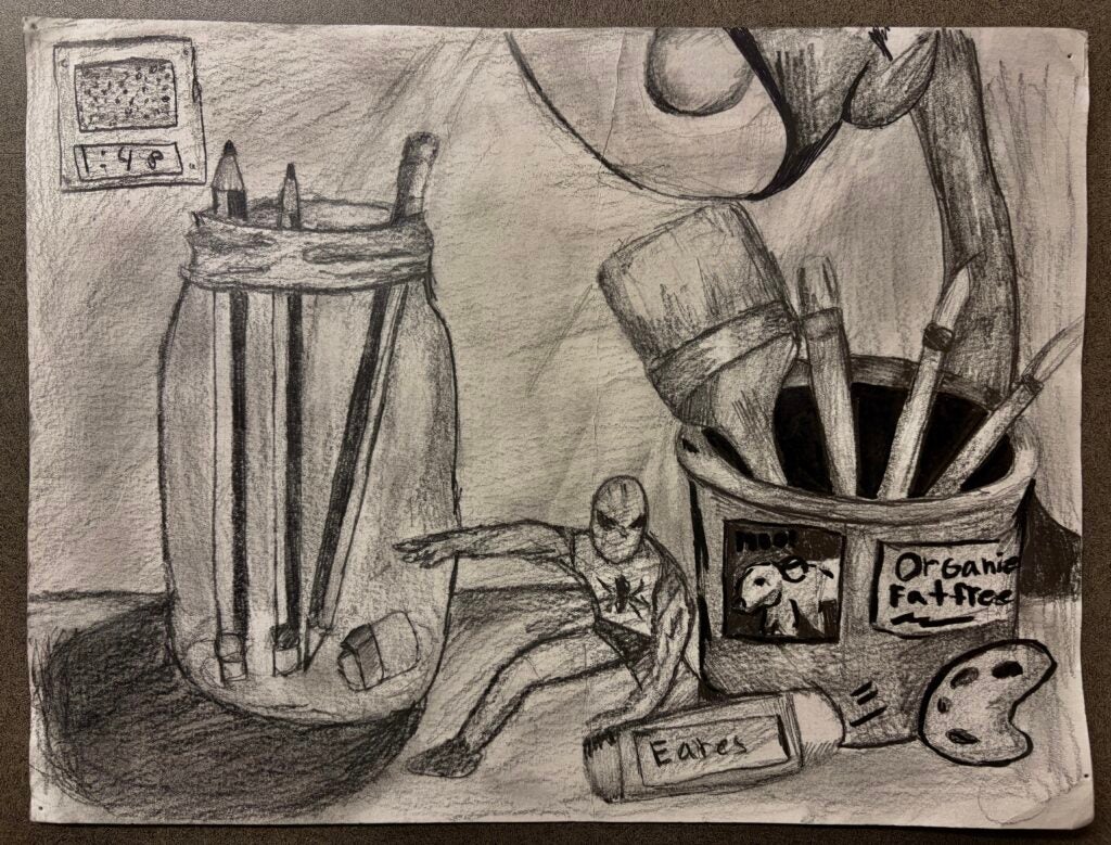 Katy Diaw, 8th Grade, "Still Life Story", Drawing