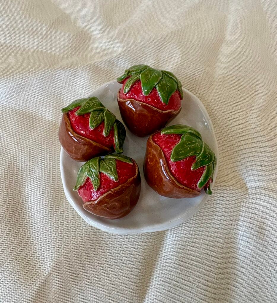 Kira Johnson, 8th Grade, "Chocolate Strawberries", Ceramic