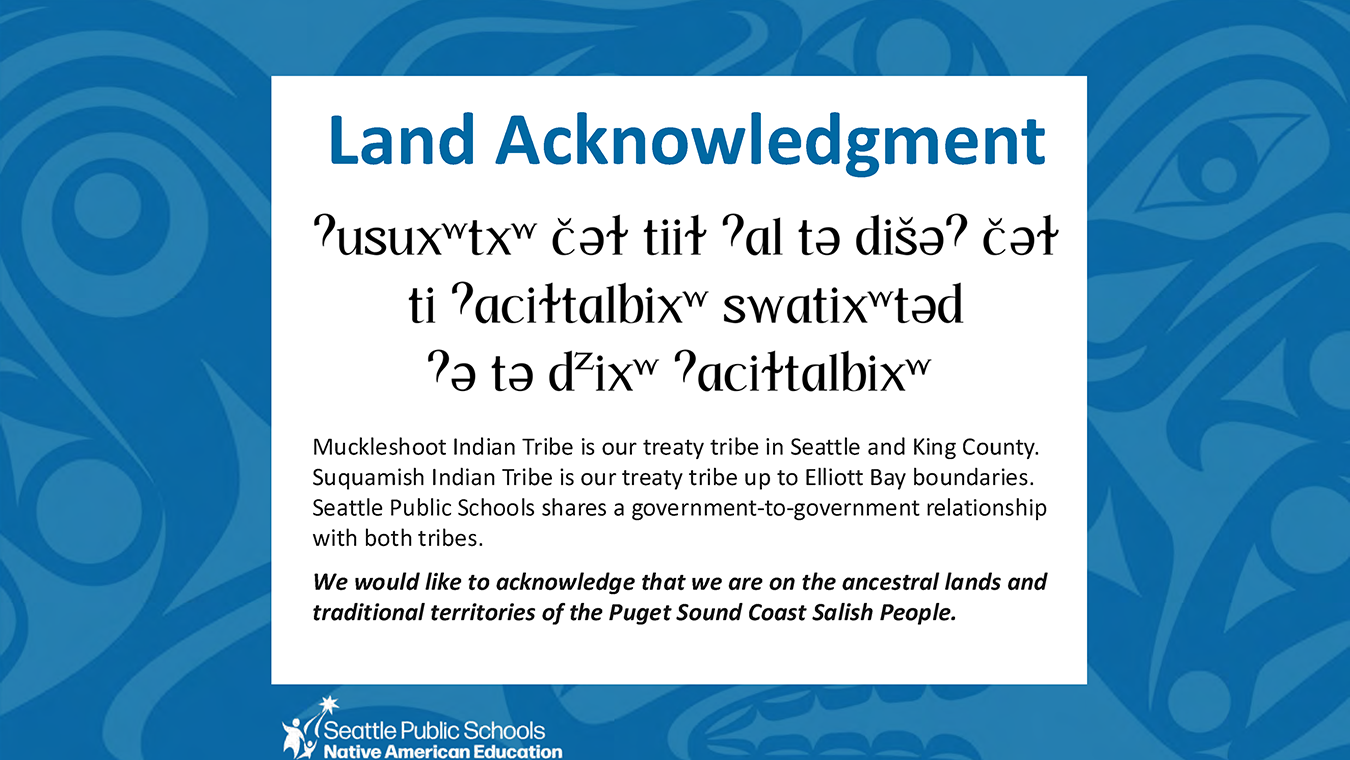 Land acknowledgement slide