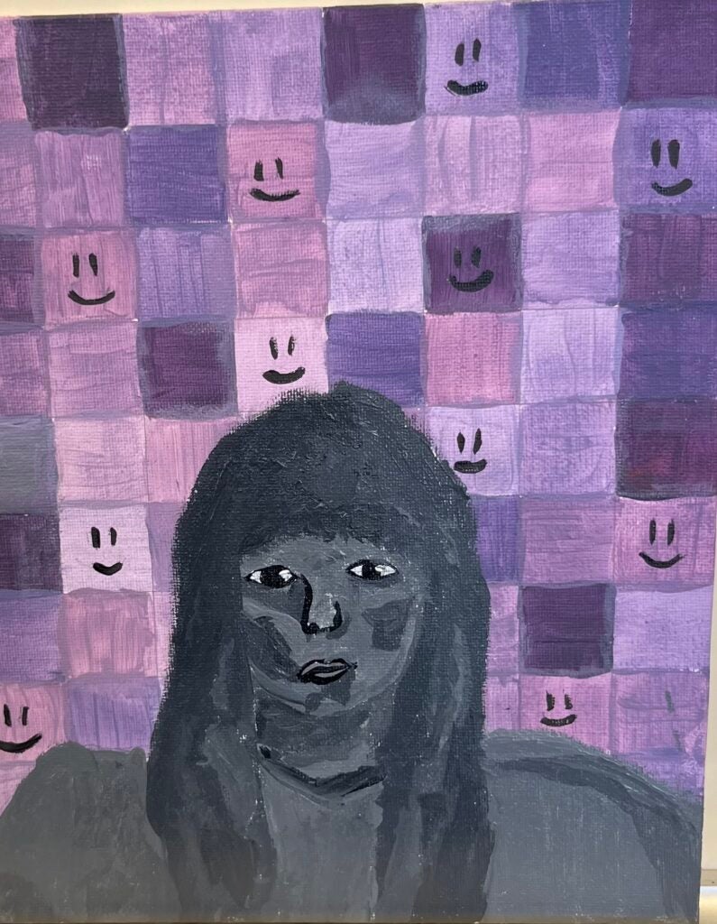 Pearl Leiboh, 6th Grade, "Self Portrait", Painting