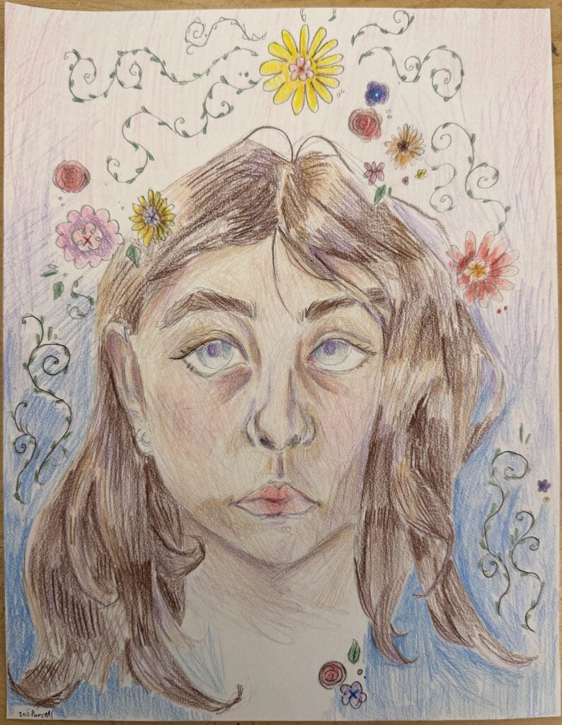 Zoe Purcell, 8th Grade, "Self-Portrait", Drawing