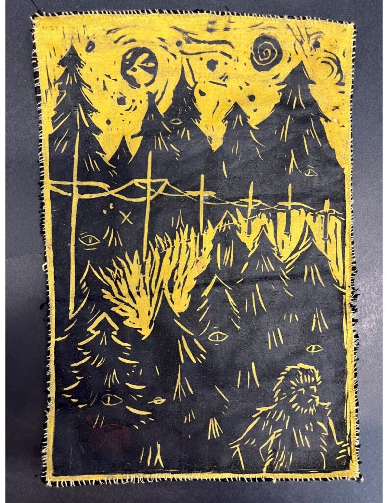 Asher Robertsonmeyer, 8th Grade, "Sasquatch", Printmaking