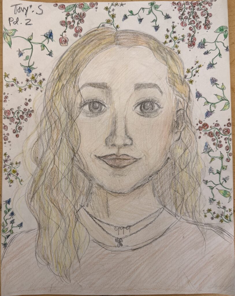 Tovy Severson, 7th Grade, "Self-Portrait", Drawing