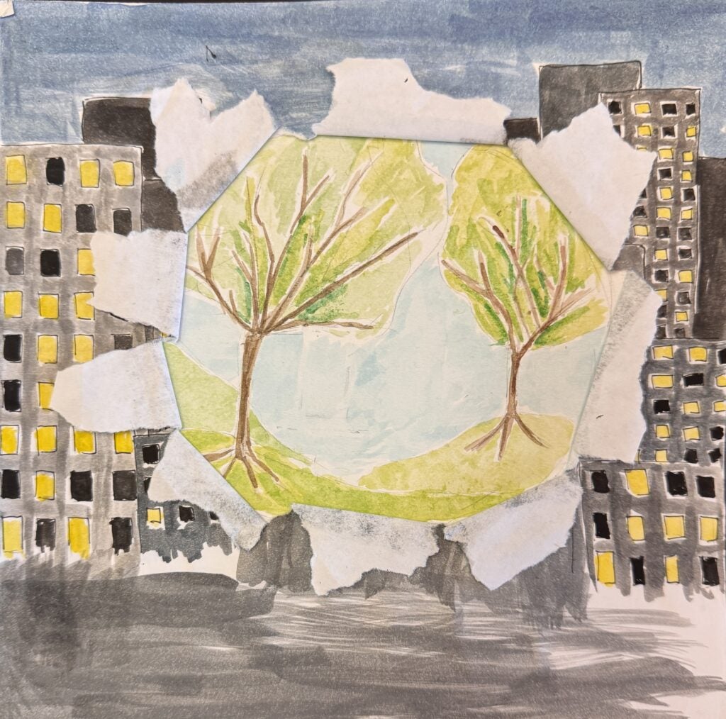 Claire Tong, 8th Grade, "Juxtaposition", Painting