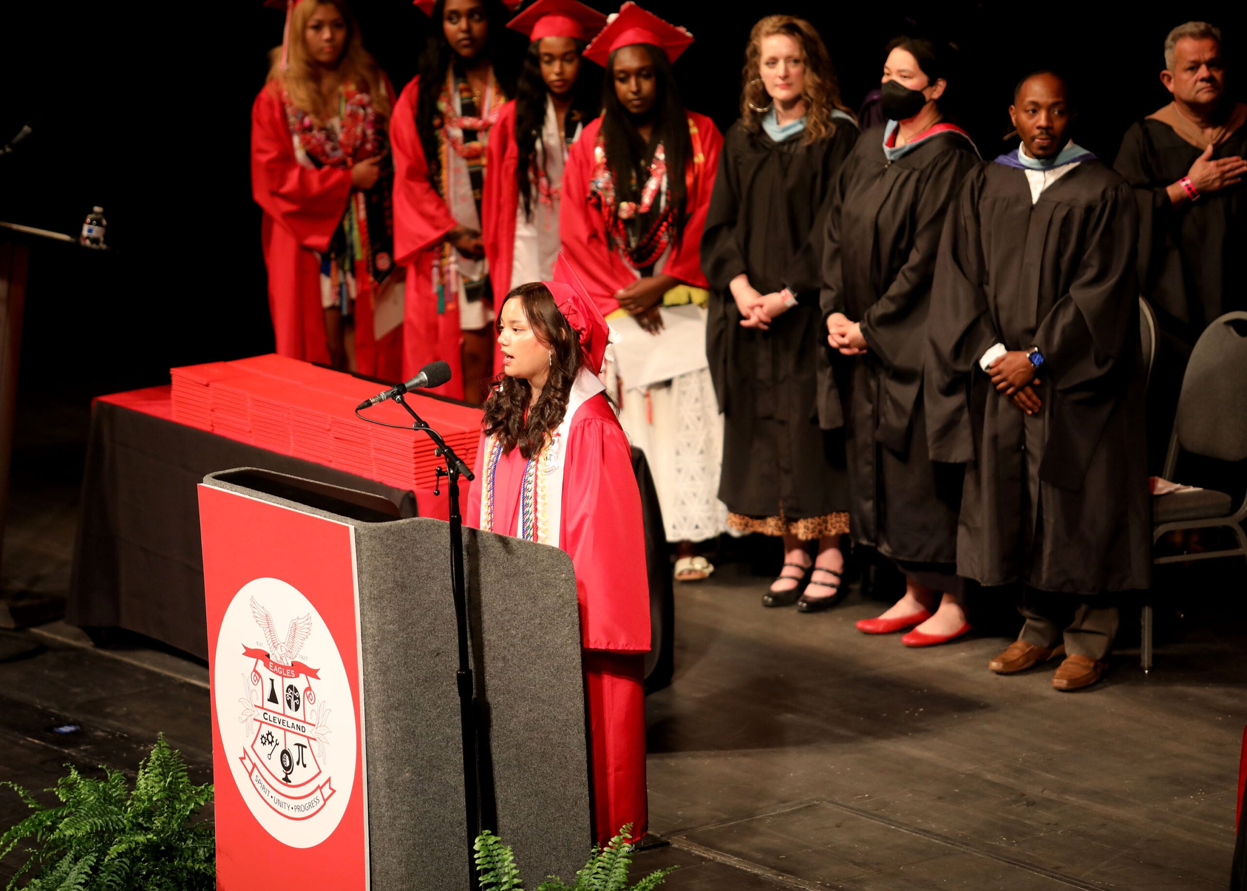 Graduation Cleveland Speaker at podium